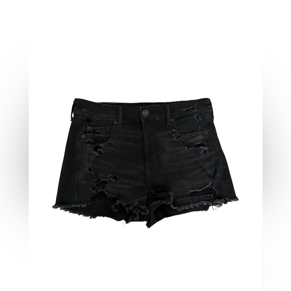 AE Black Hi-Rise Shortie Jean Shorts
